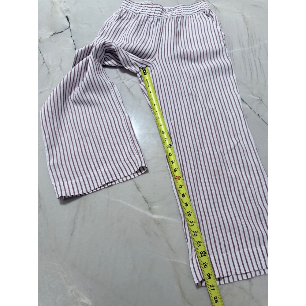 Sigrid Olsen Women Small 100% Linen Striped Wide Leg Pants Red White Elastic - Picture 4 of 8
